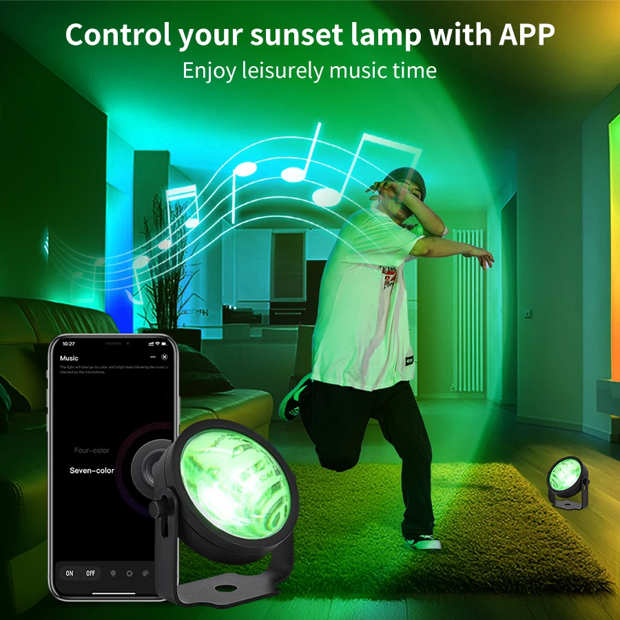 Rotatable Spotlight Sunset Projector Lamp LED Night Light RGB Tuya Smart Life App Remote Control Mood Light Party Photography 3