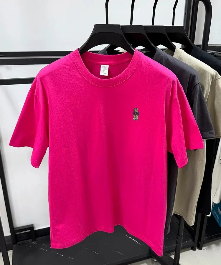 Marke mode teddybär bestickt kurzarm T-shirt männer sommer 100% baumwolle atmungsaktive Koreanische jugend casual rundhals top – Detail 19