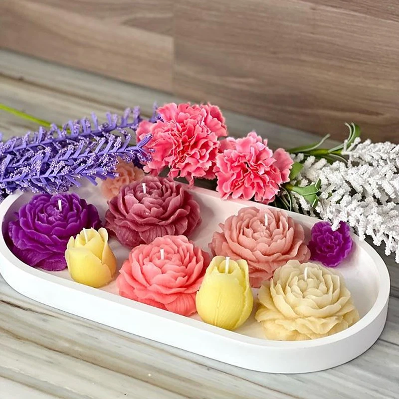 DIY Flower Candle Austin Rose 3D Aromatherapy Wax Candles Rose Candle Mold  Soap Mold Silicone Mold