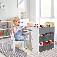 Table d'art pour enfants et 2 chaises, table de jeu artisanale pour tout-petits avec bacs de rangement, rouleau de papier 1