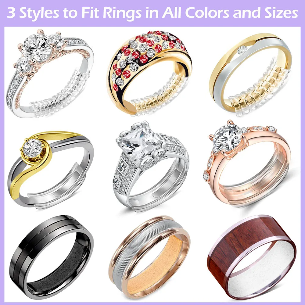 Invisible Ring Size Adjuster 2 Sizes of 12 Packs, Silicone Ring Size  Adjuster for Loose Rings,for Men and Women,Spiral Silicone Tightener Fits  Most Round Rings(6+6)