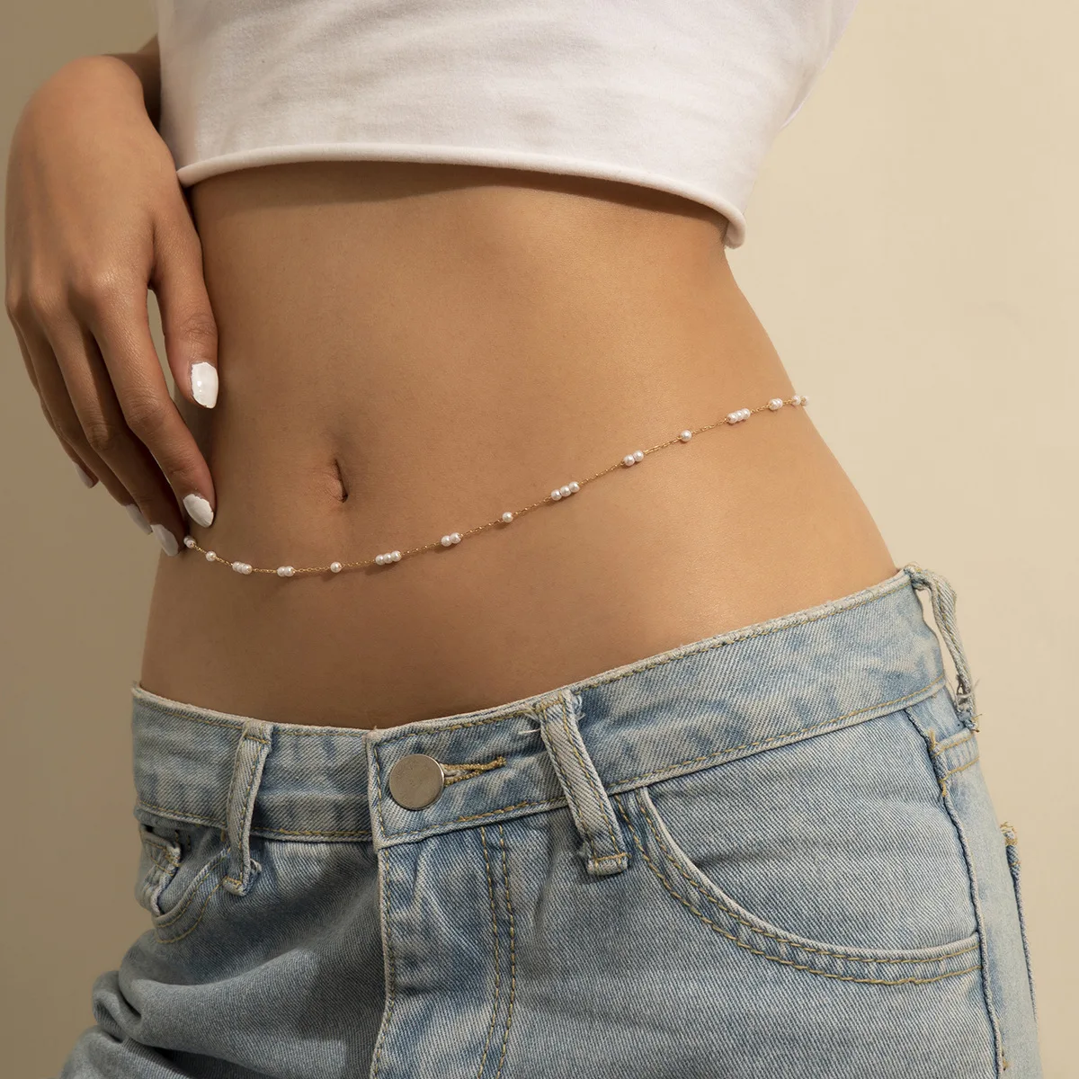 Minimalist Temperament, Pearl Waist Chain Sexy and Cool Style, Single-layer Metal Chain 2026 New Women's Summer Body Chain S487edff418434c2aa11102aab8e39f2b2