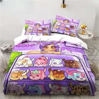 New Cartoon Game Cute Aphmau with Wings Bedding Set Sheet King Twin Double Child Bedding Set Mircofiber or Polyester Duvet Cover 1