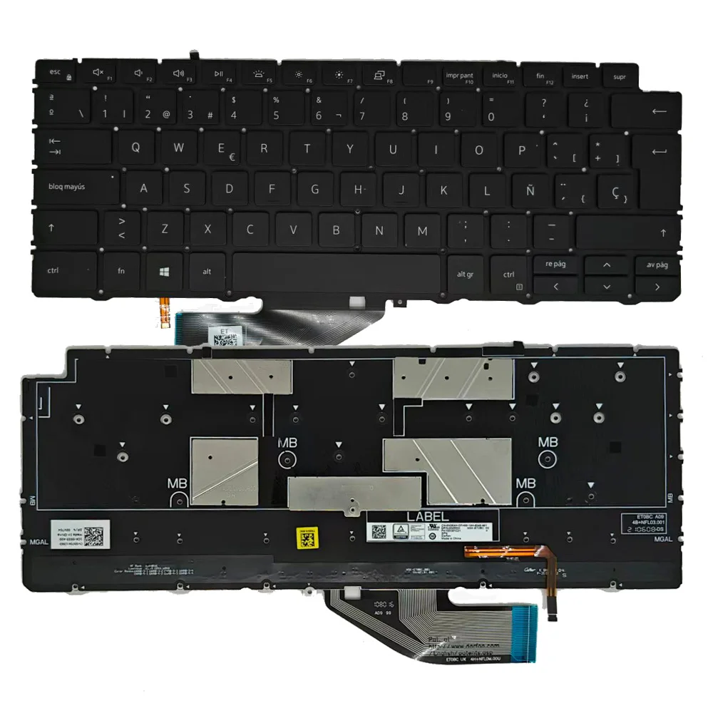 Tastiera per Laptop Layout US SP GR LA per Dell XPS 13 7390 2in1 9310 2in1 P103G - immagine 4