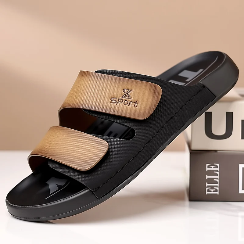 Soft Sole Quality Leather Non-Slip Slippers Brand Mens Beach Slippers Comfortable Summer Breathable Classics Vacation Shoes