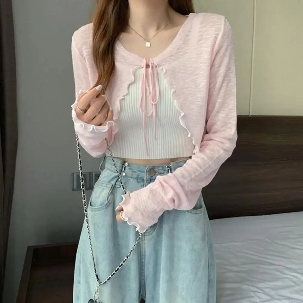 รูปสินค้า เสื้อแขนสั้นแฟชั่นเกาหลี Ruffle ฤดูร้อน ใส่สบาย