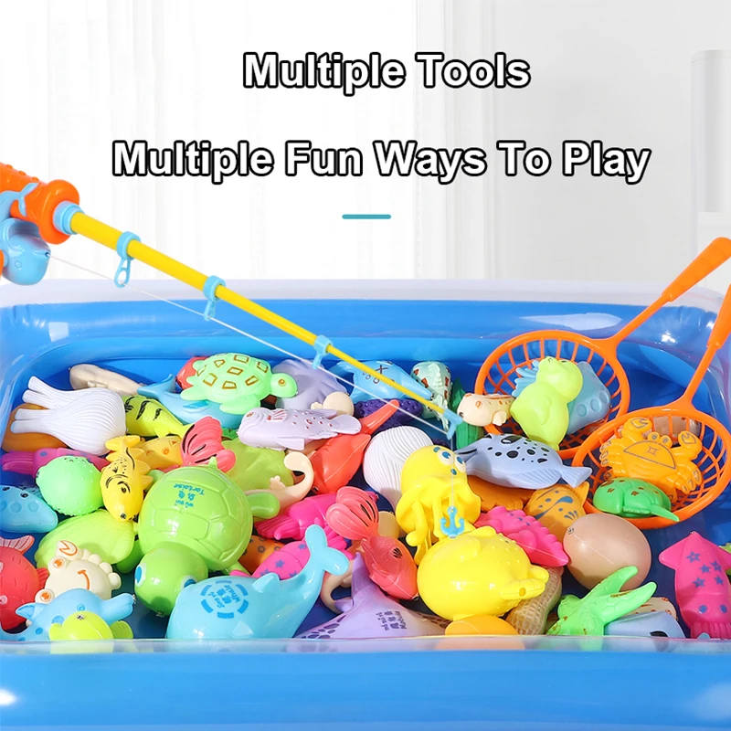 Kids Magnetic Fishing Toy Set Inflatable Pool Play Water Toys Baby Children Outdoor Indoor Sport Puzzle Toys