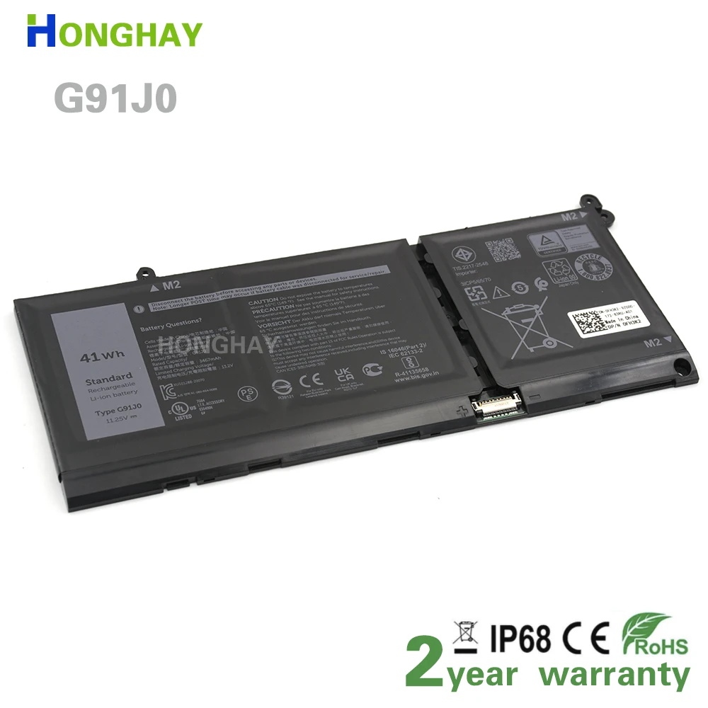 Honghay G91J0 Laptop Battery  For Dell Latitude 3320 3420 3520 Inspiron 15 3515 3511 3520 5410 2 In 1 Mgcm5