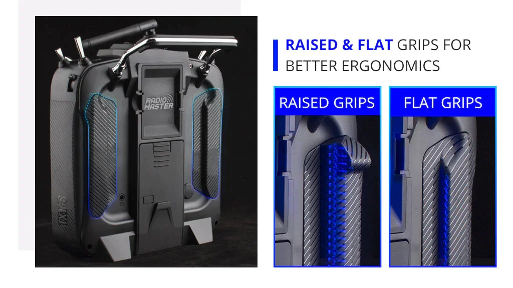 RadioMaster TX16S MKII Radio Controller HALL V4.0 ELRSRED Hall Gimbals Transmitter Remote Control Support EDGETX OPENTX RC Drone 18 Tragizr RAISED & FLAT GRIPS FOR BETTER E