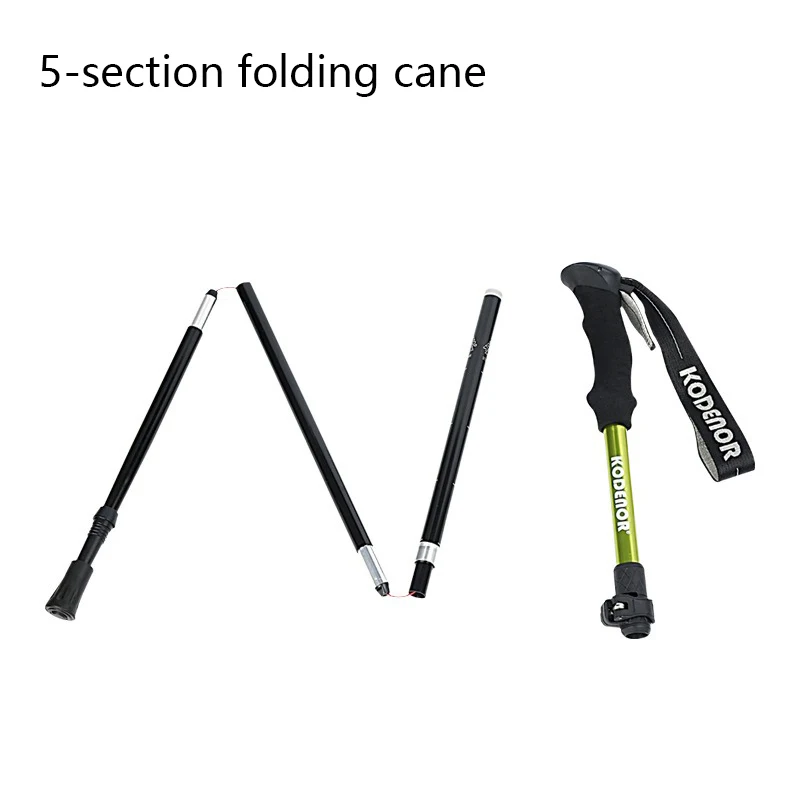 Folding Hiking Poles 5 sections Cane 6061 aluminum alloy Walking Stick Outdoor mountain climbing 6