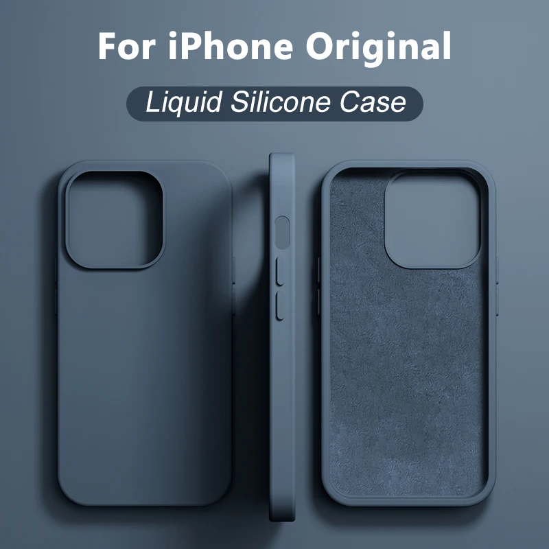 

Original Liquid Silicone Case For iPhone 15 13 11 12 14 Pro Max Mini Shockproof Cover 7 8 Plus XS XR X SE Phone Case Accessories