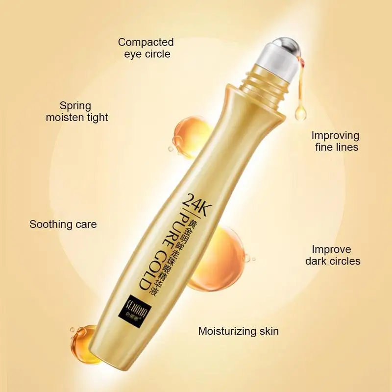 24K Gold Bright Eye Serum Anti-Aging Roll-on Essence Remove Dark Circles Hydrating Moisturizing Anti-Puffiness Eye Cream eye cream anti wrinkle eye cream