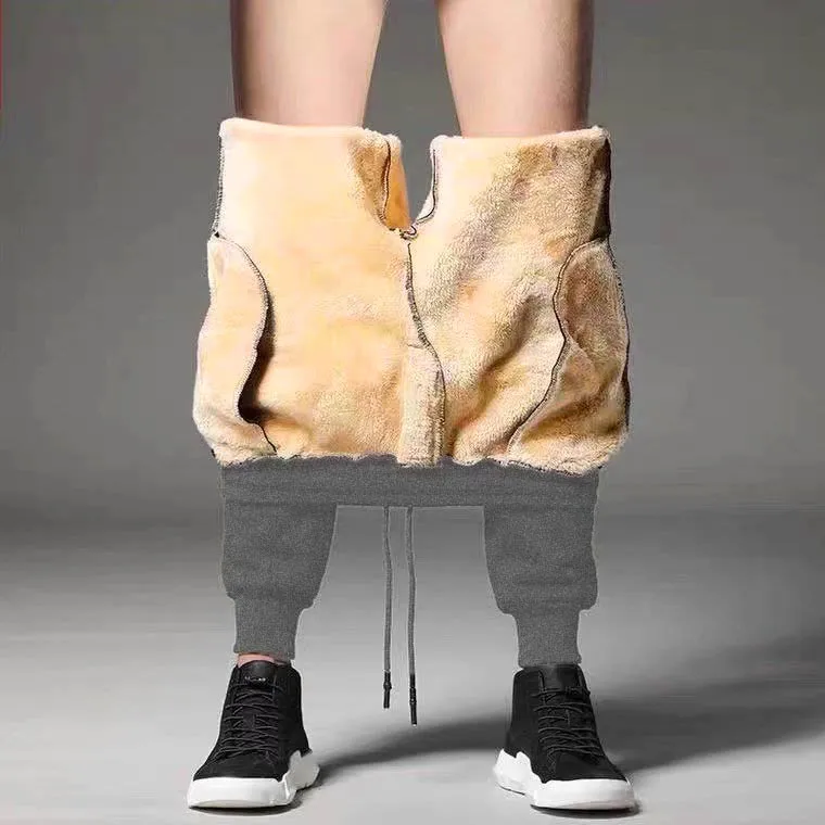Winter Lamb Pants Men Thick Lambswool Warm Sweatpants Thermal Casual Trousers Joggers Thicker Sports Trouser Plus Size_voghion.com