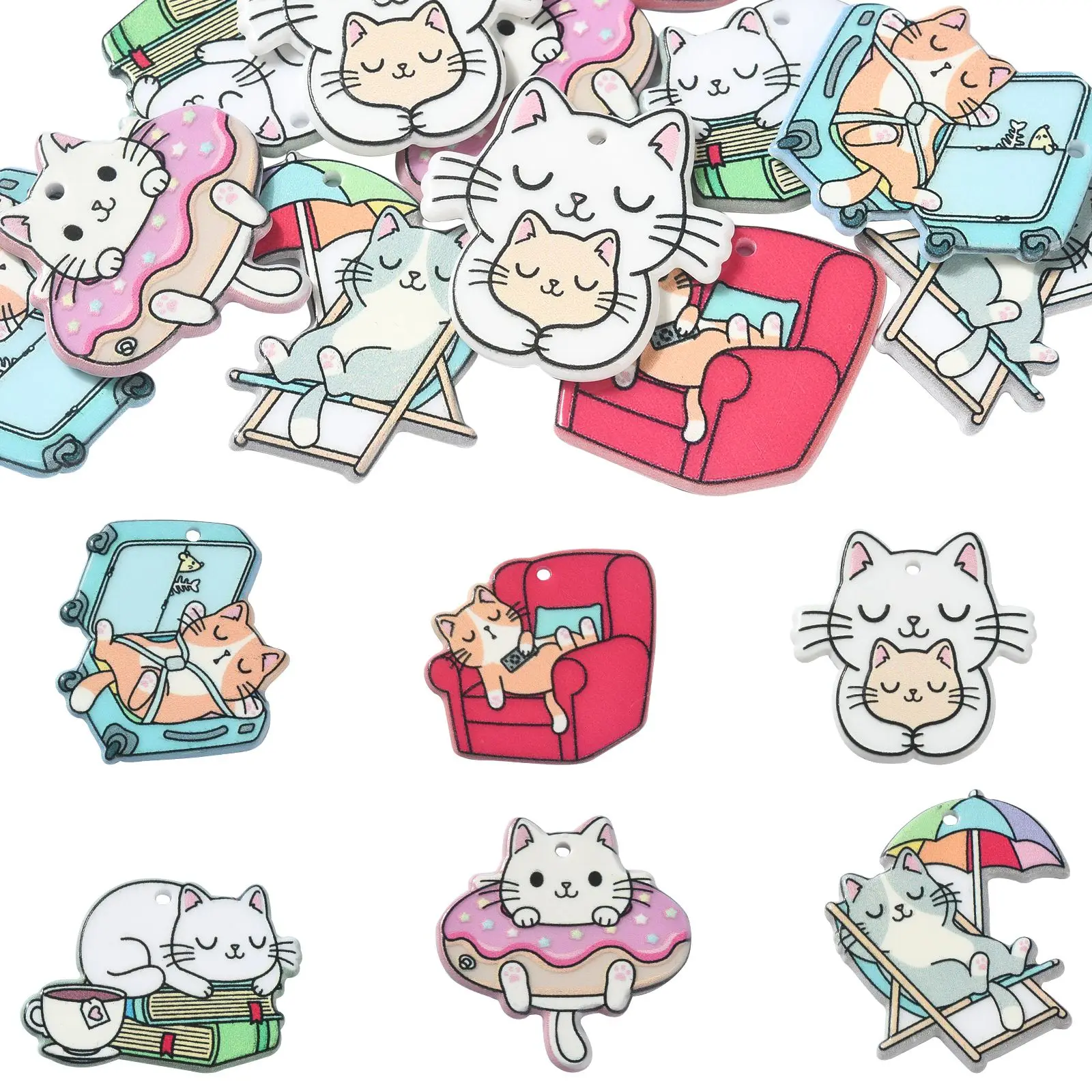 

12Pcs 6 Styles Cat Acrylic Charms Pendants Lovely Cat Kitten Charms Plastic Animal Charms for Jewelry Making Accessories DIY