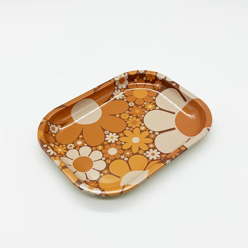 Chrysanthemum pattern tobacco operation panel 180*140mm smoke tray tinplate smoking assembly decorative tray