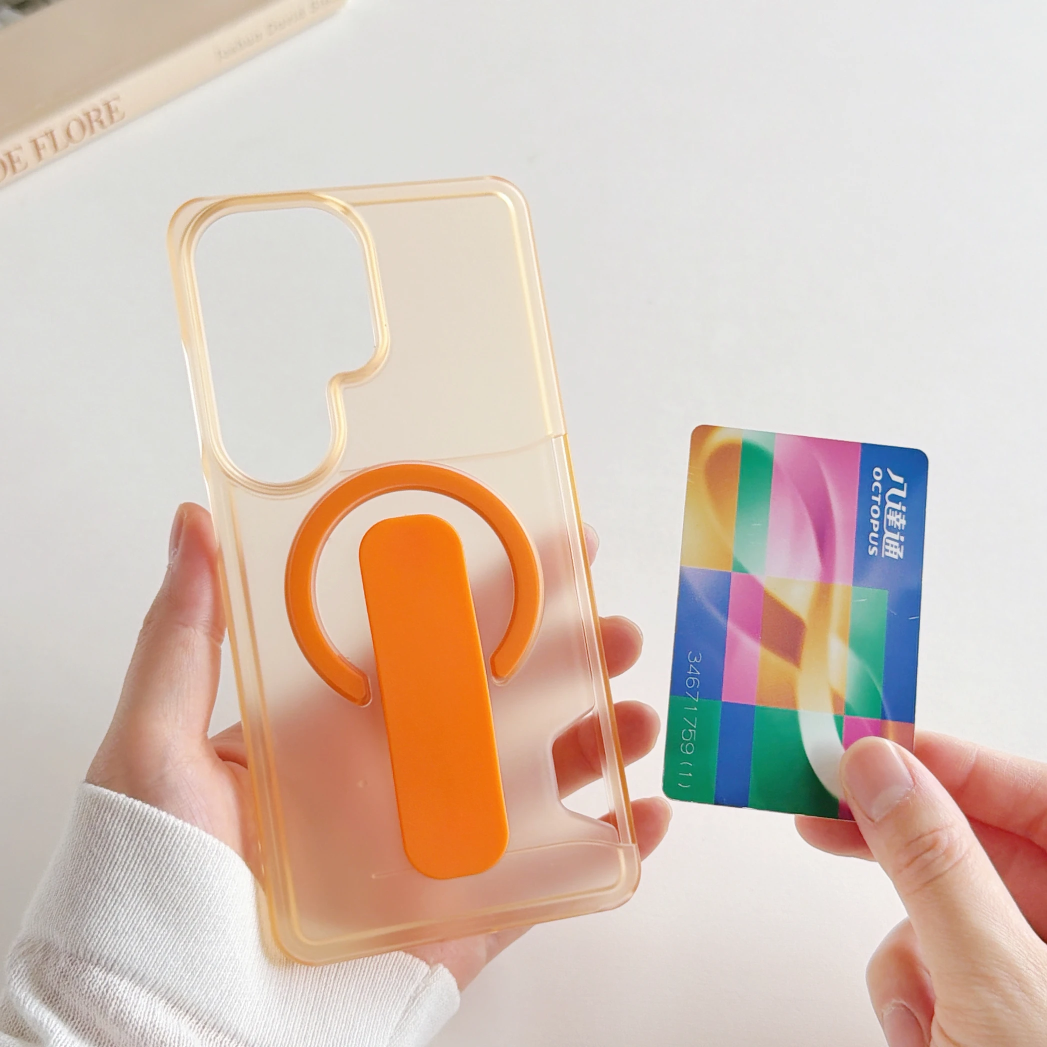 Creative Ring Stand Matte Translucent Magnetic Case with Invisible Card Slot