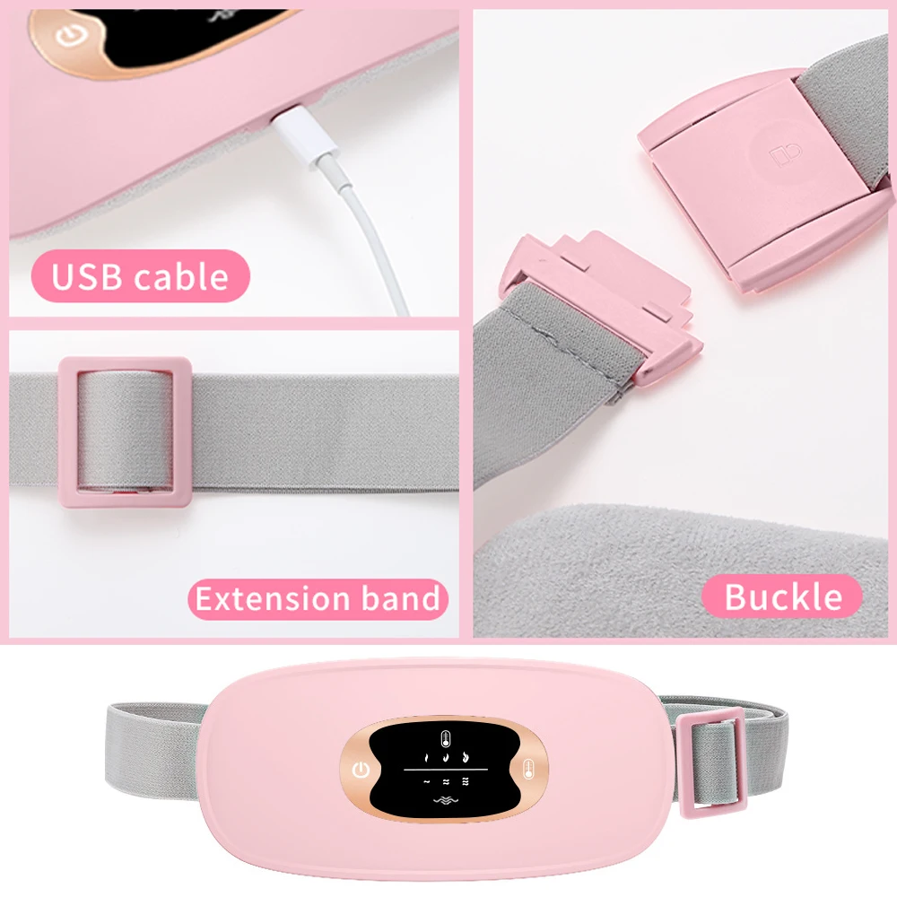 Warm Uterine Belt Girls Ladies Health Care Three-speed Hot Compress Massager Abdomen Waist Relieve Menstrual Pain USB Charging 4