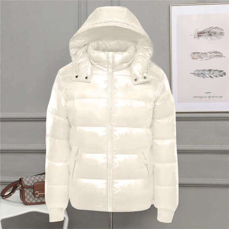 

Autumn Jacket for Woman 2024 New Fashion Coat Female Glossy Waterproof Winter Hooded Jacket Plus Size 6XL Down Parkas Snow Wear