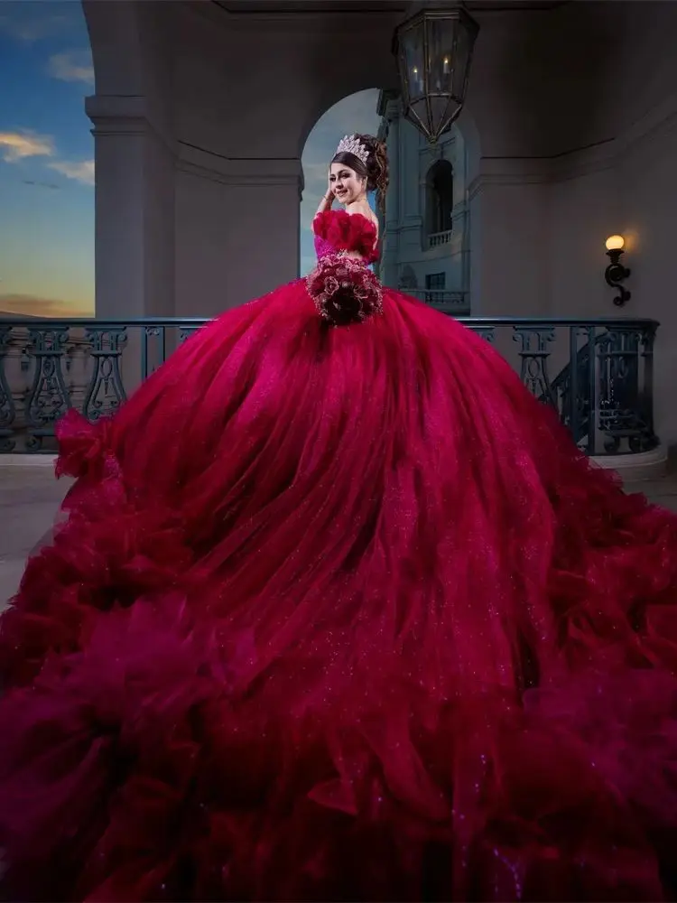 Traveller Gypsy Wedding Gowns Wedding Reception Long Wedding Red Gown Wine Red Beads Princess Quinceanera Dresses Pearls Ruffles Sweet 16 Traveller Gypsy Wedding Gowns Wedding Reception Long Wedding Red Gown Wine Red Beads Princess Quinceanera Dresses Pearls Ruffles Sweet 16