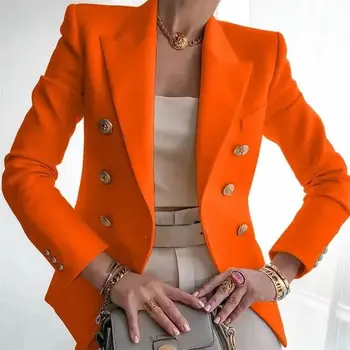 Women's Small Blazer Jacket 2025 Spring Autumn Casual Office Elegant Ladies Suit Coat High-end Double-breasted Lady Outerwear 1