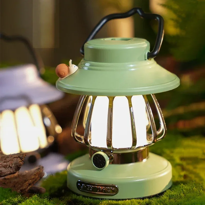 Camping Lamp Camping Night Lights USB C Rechargeable 3 Colors Stepless Dimming Night Light Outdoor Portable Emergency Retro LED camping light portable lanterns camping lamp camping lantern