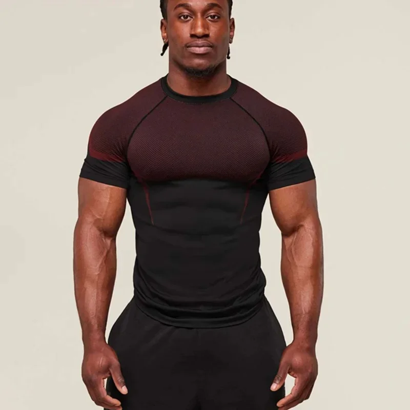 2025 Summer Compressed shirt Men's Running T-Shirt Quick Dry Sports Tight Fitness Training T-Shirt Men Workout shor-sleeve Tops 3