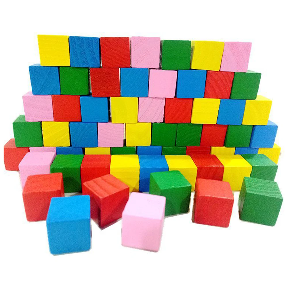 20pcs/lot Colorful Wooden Cubes Building Blocks Toy Squares Dice Board