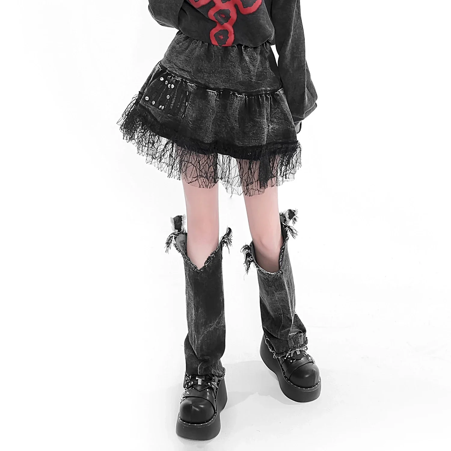 

Новая летняя женская юбка в стиле панк, Черная кружевная Комбинированная юбка, модная Милая Мини-юбка трапециевидной формы для девушек