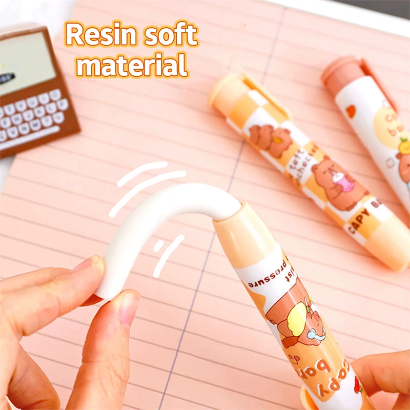 Random 1pc Kawaii Capybara Press The Eraser Clean Mess Free Cartoon Stationary Office Student Rubber Eraser Gift School Supplies 3