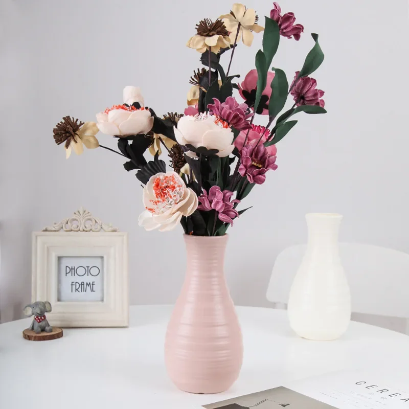 Home Decoration Plastic Flower Vase White Imitation Ceramic Flower Pot Basket Nordic Decoration Vases for Flowers flower vase