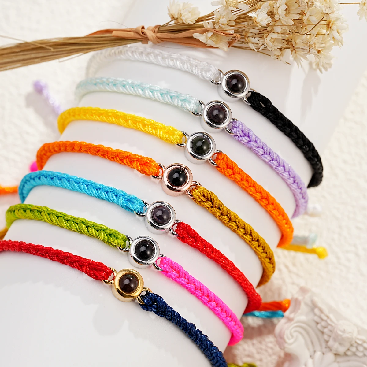 New Stainless Braided Bracelet Custom Projection Picture Bracelet Personality Dual Color Projection Bracelet  Memorial Gift