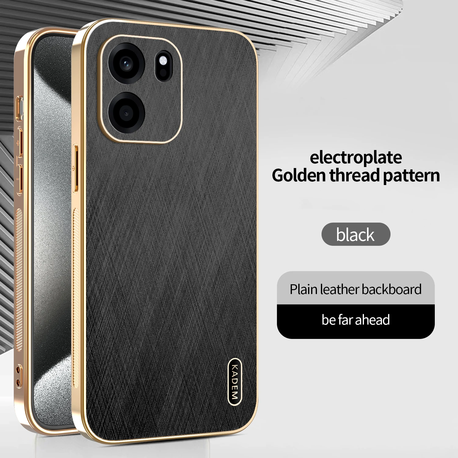 Luxury Gold Silk Skin Shockproof Case with PU Leather Cover