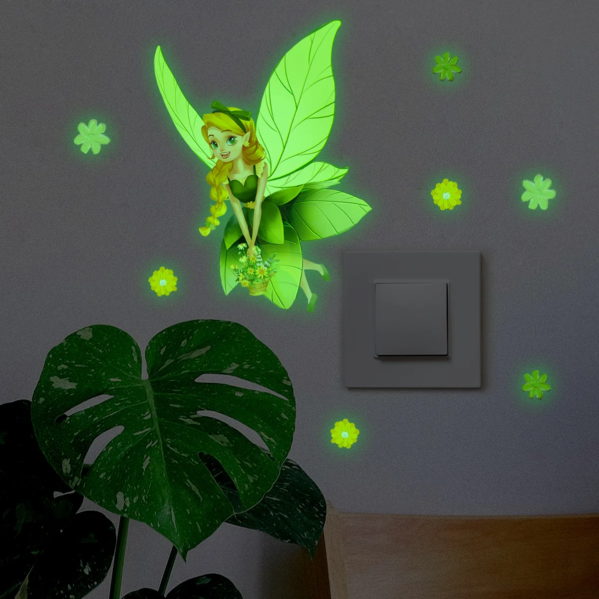 Description Picture 3 of itemFairy Elf Fairy Luminous Wall Stickers for Kids Rooms Girls Room Home Decor Glow In The Dark Fluorescent Light Switch Stickers