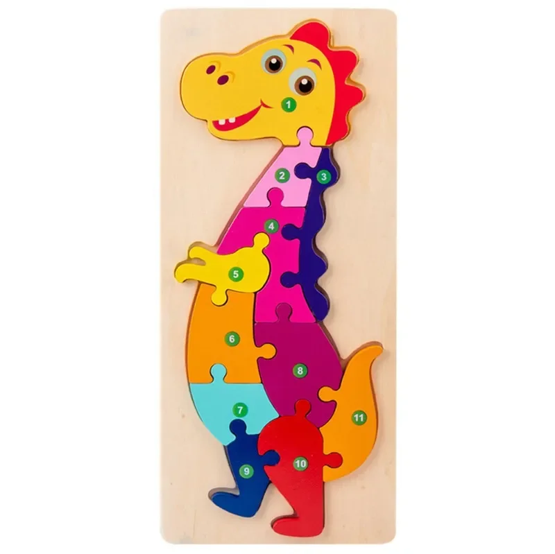 Enhanced Montessori Wooden 3D Dinosaur Puzzle - Educational Toy