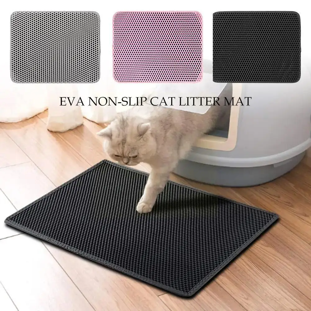 DoubleLayer Cat Litter Mat EVA Trapping Pets Mat Breathable Holes Waterproof Cat Supplies Mat