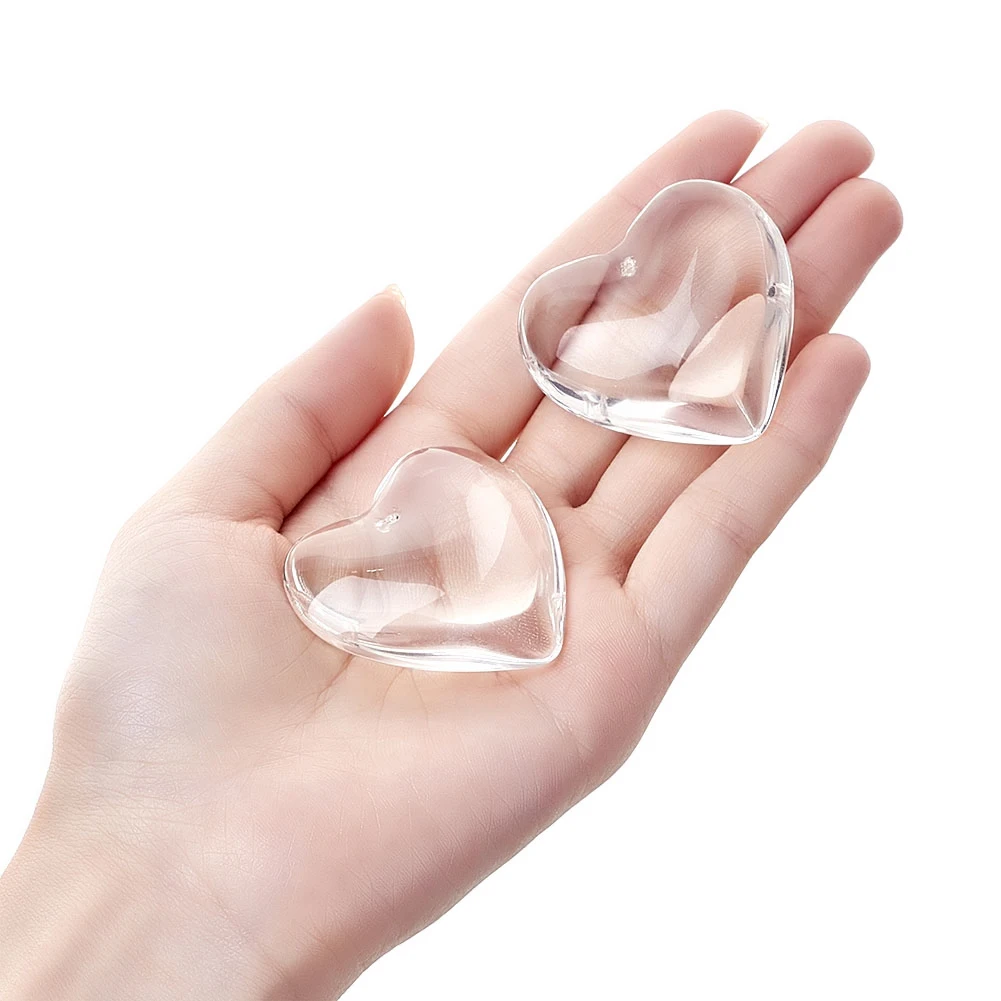 50pcs Clear Glass Big Heart Pendants for Valentine Gifts Ideas  jewelry making DIY Necklace Crafts Decor,41x42x14mm, Hole: 2mm 3