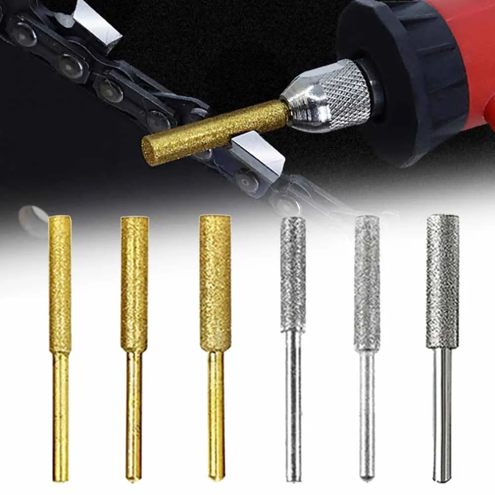 Tronçonneuse Dents Aiguiseur Tête De Meulage Diamant Enduit Cylindrique  Bavure Tronçonneuse Aiguiseur Pierre Sculpture Outils De Meulage 4/5/6mm -  AliExpress