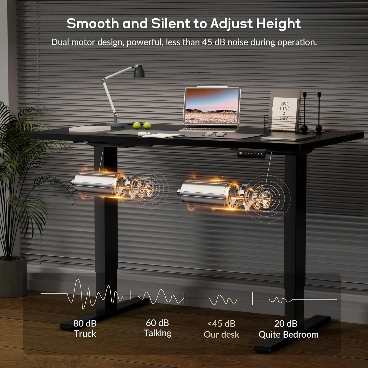 Dual Motor Electric Standing Desk Frame, Height Adjustable Table Legs for Max 44″ x 70.8″ Desktop with 330lbs Capacity, Ergonomi