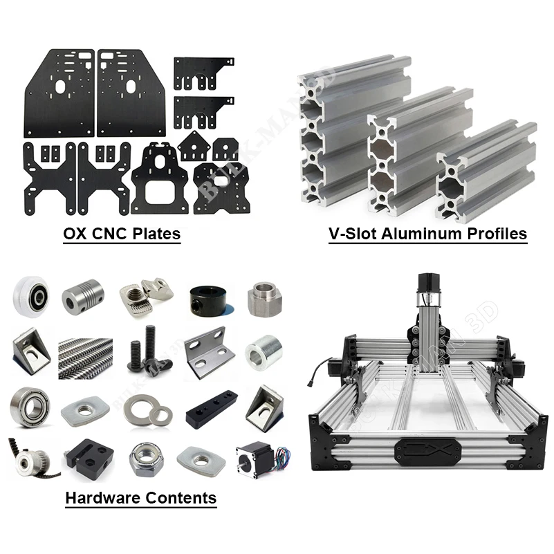 Openbuilds OX CNC Machine Mechanical Kit 4-Axis Belt Driven CNC Engraver with Nema23 Motors for Wood Metal Acrylic Cutting