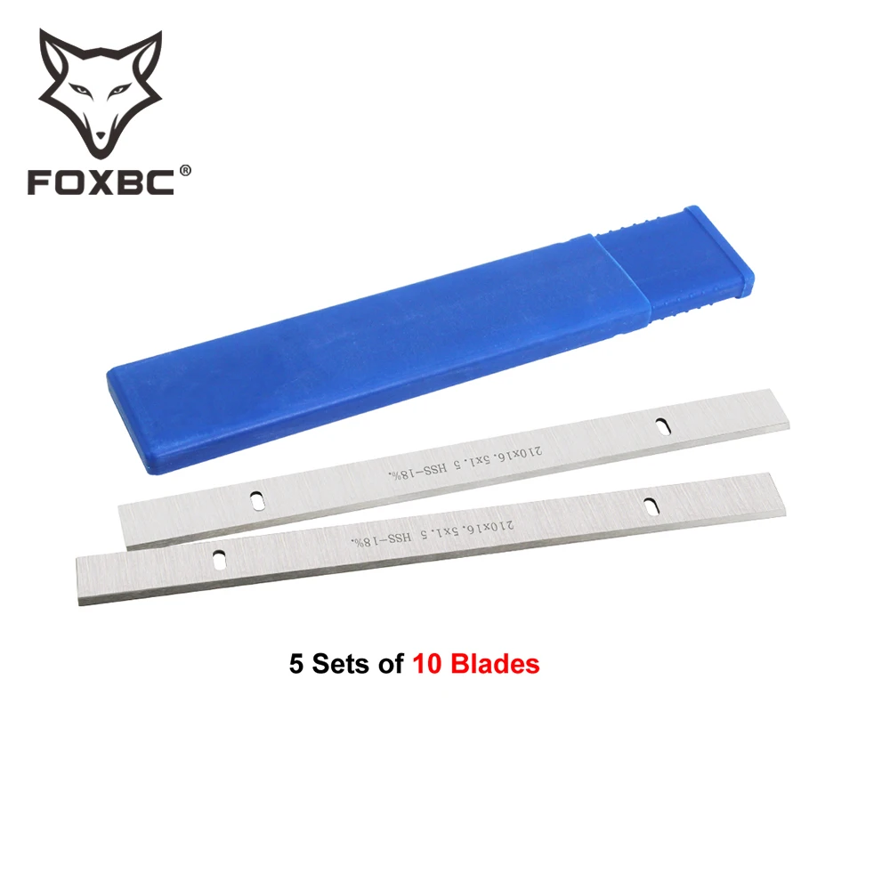 FOXBC 5 Sets HSS Planer Blades 210x16.5x1.5mm for ERBAUER 052 BTE Planer Woodworking Tool Parts -10 Blades