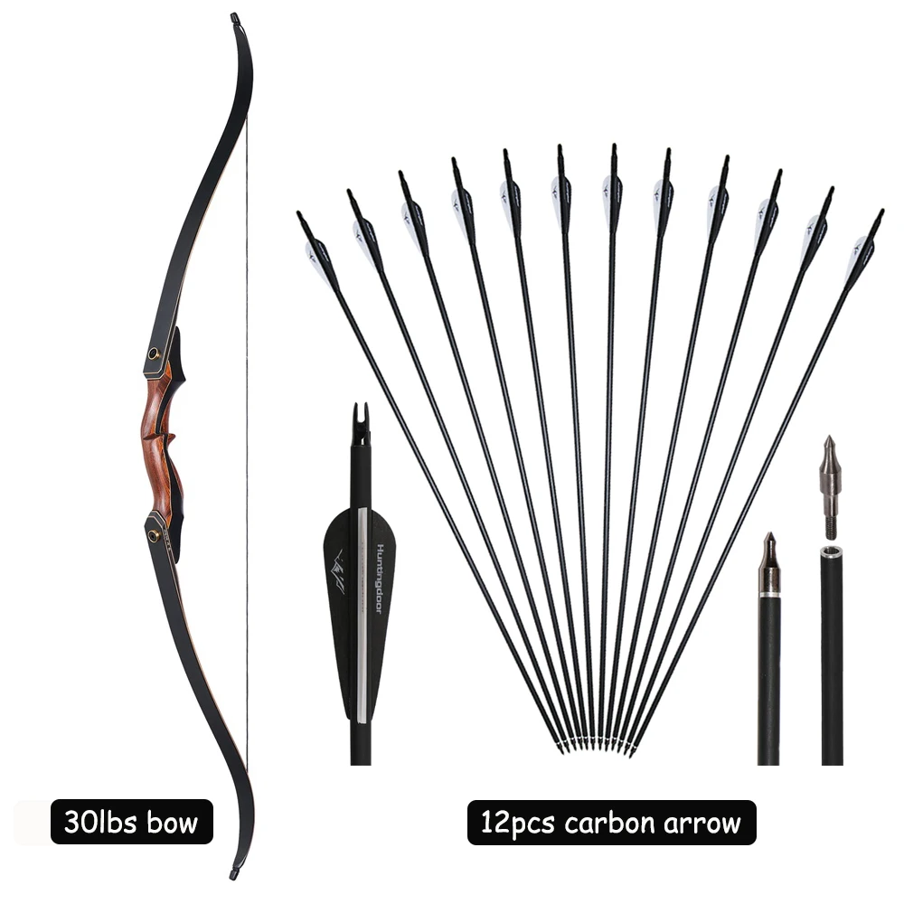 30404550LbsProfessionalBowAndArrowRecurveWoodenSplitBowAnd