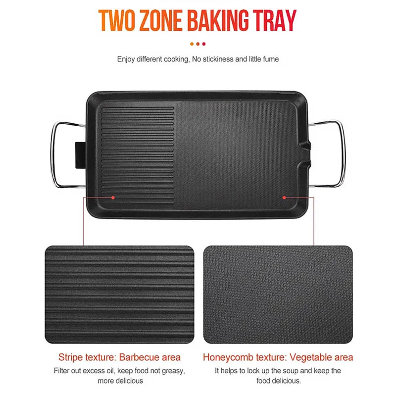 1500W Household Electric Grill Smokeless Barbecue Skewers Electromechanical Grill Pan Non-Stick Iron Fish Oven
