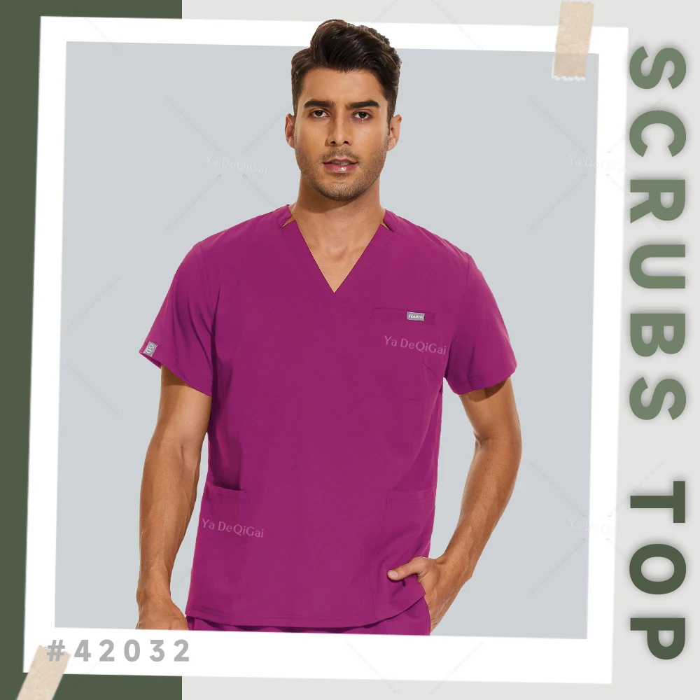 

Men Wear Stylish Shirts Medical Scrub Tops Hospital Nurse Uniform Doctors Nursing Top Solid Color Surgical Uniforms Women Blouse