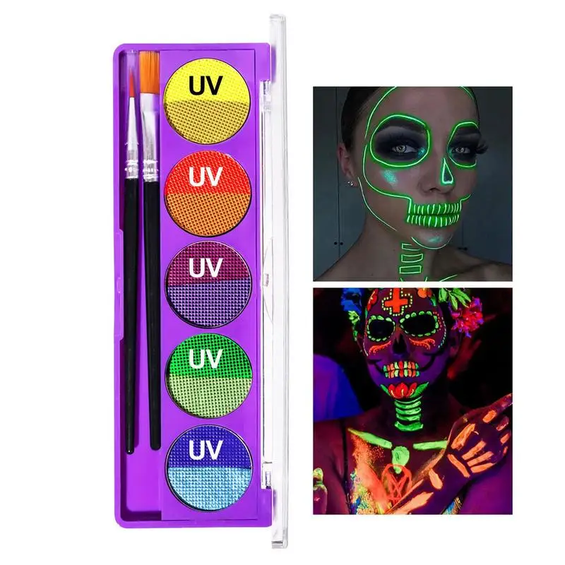 

Glow Makeup Palette 5-color Delicate Sparkle Neon Face Paint High Gloss Makeup Powder Multifunctional Shiny Glow Blacklight