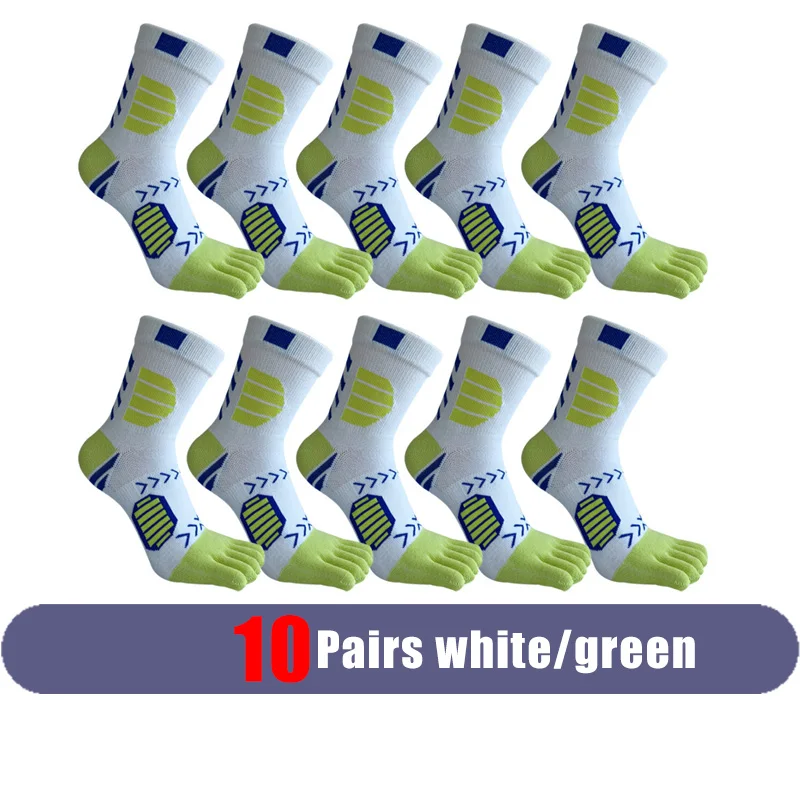 5 Pairs Compression Cotton Toe Socks - Sweat-Absorbing Colorful Sports Socks