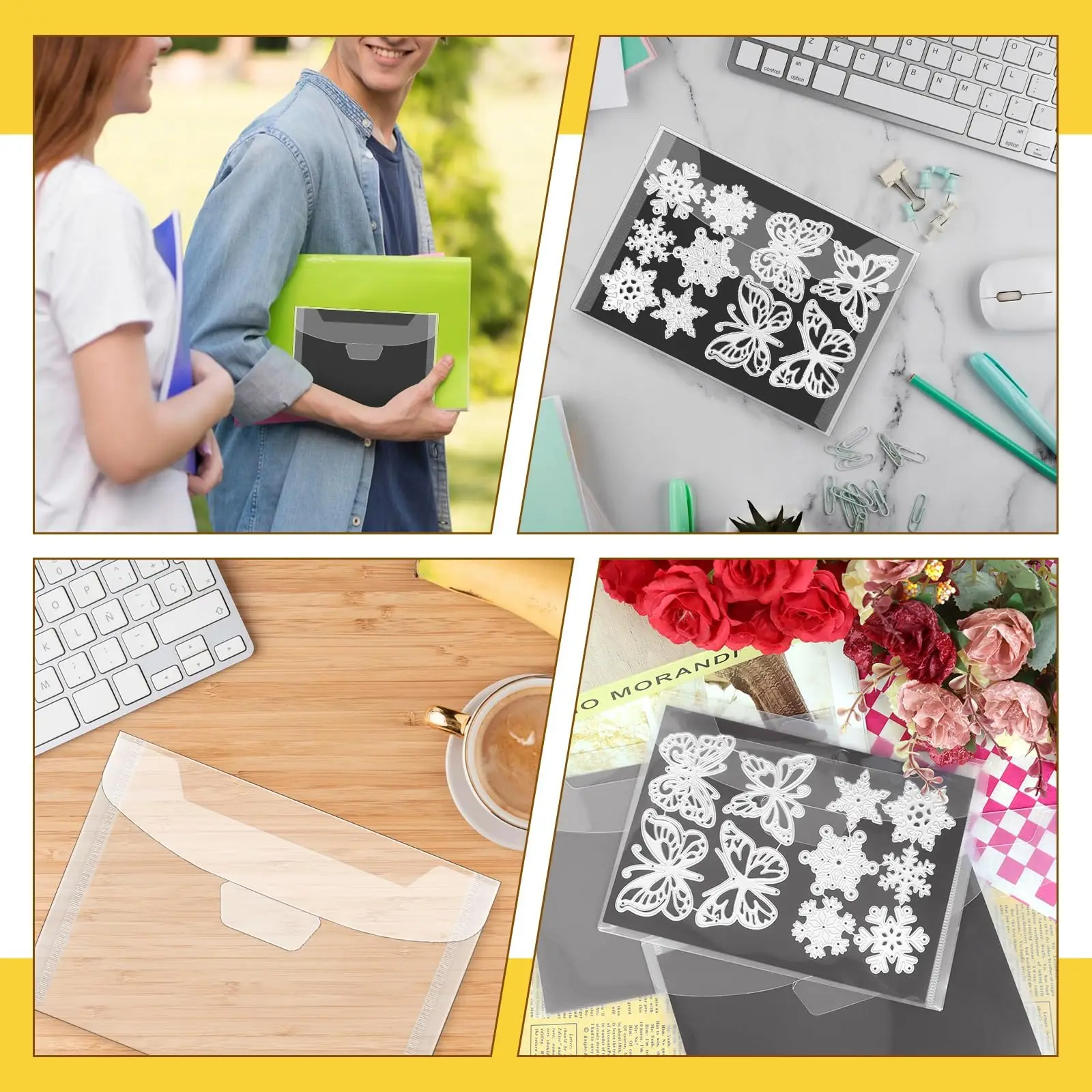 자석 시트 및 플라스틱 폴더 가방, 커팅 다이 및 스탬프 보관용 투명 가방