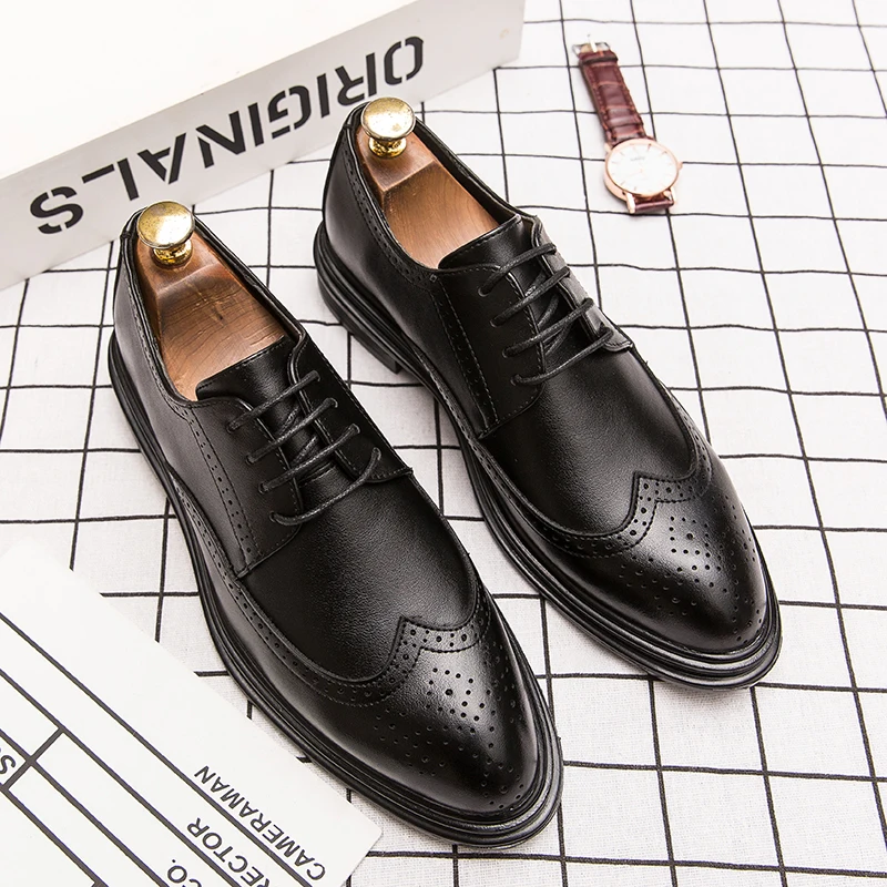 Brogues Leather Shoes Men Classic Men's Dress Shoes 