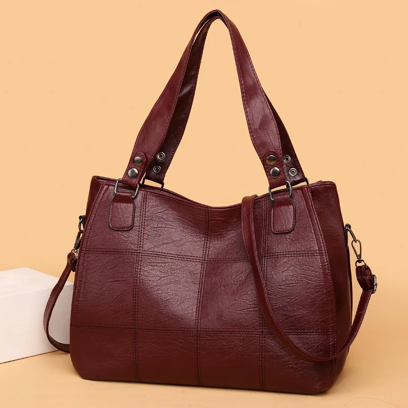 High Quality Women Soft Leather High capacity Shoulder Bags Multi