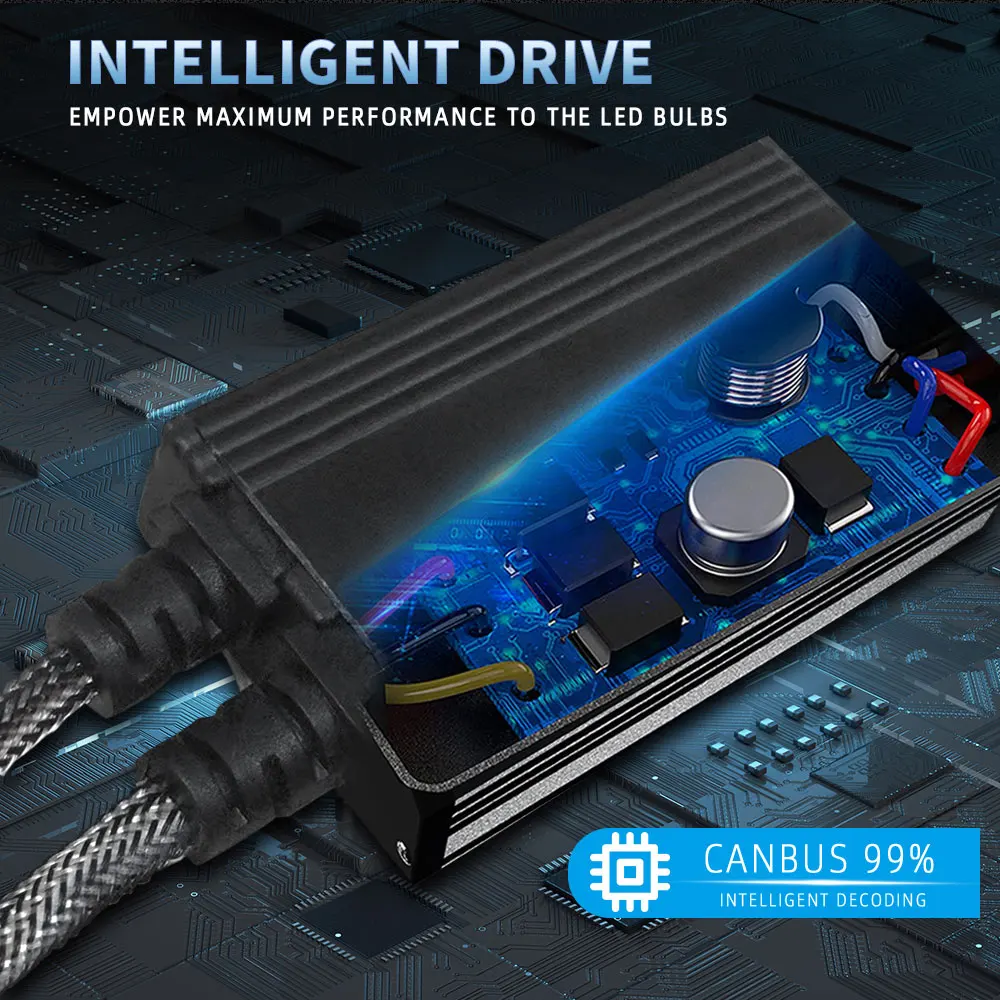 Infitary 실제 고출력 LED 자동차 헤드라이트, H7 H4 CANBUS 전구, H1 H11 HB3 9005 HB4 9006 170W 램프, 차량용 구리 튜브 2 개