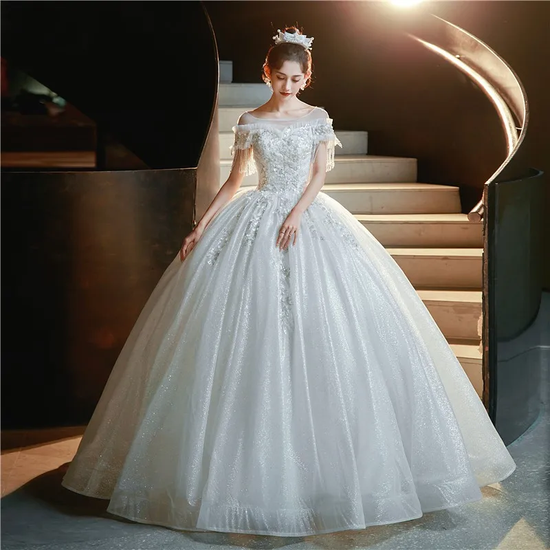 

New White Wedding Dresses Classic Vestido De Noiva Luxury Lace Ball Gown Real Photo Bridal Gown Plus Size For Women